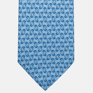 3-Fold Silk Tie, Floral Pattern, Light Blue - JA056337-6