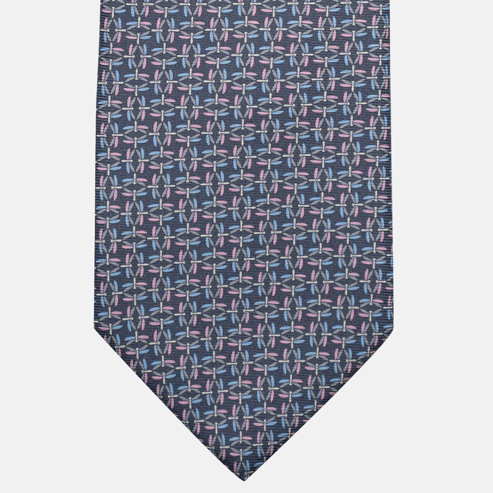 Cravatta 3 pieghe in Seta, Fantasia Geometrica, Grigio - JC056226-6