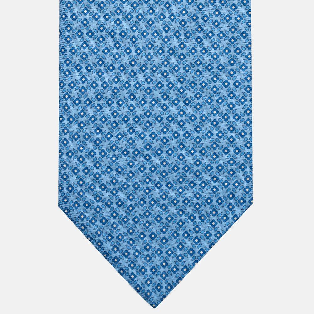 3-Fold Silk Tie, Floral Pattern, Light Blue - JA056130-6