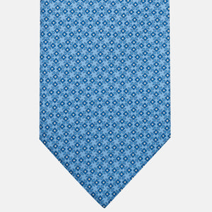 3-Fold Silk Tie, Floral Pattern, Light Blue - JA056130-6