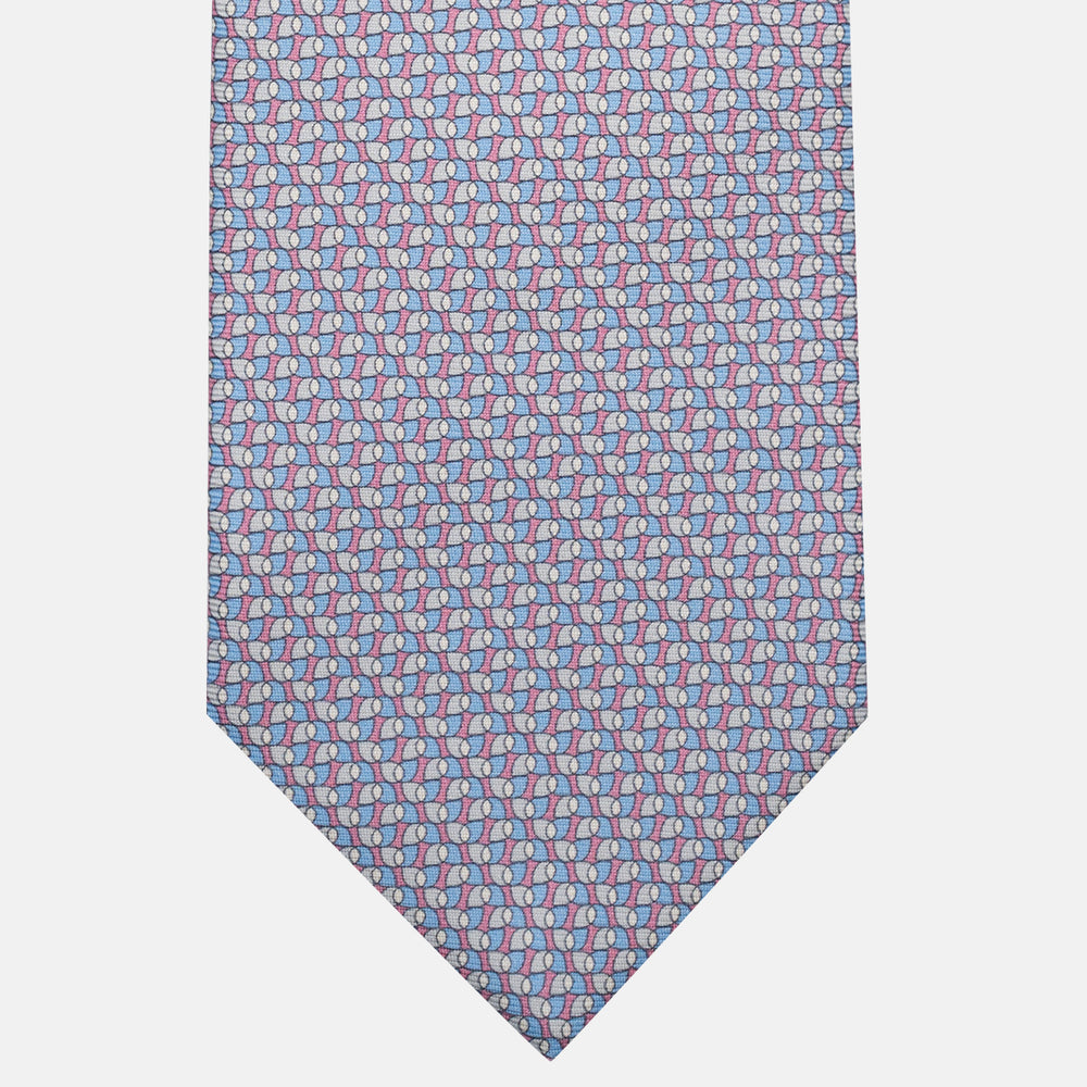 3-Fold Silk Tie, Geometric Pattern, Pink - JA056123-6