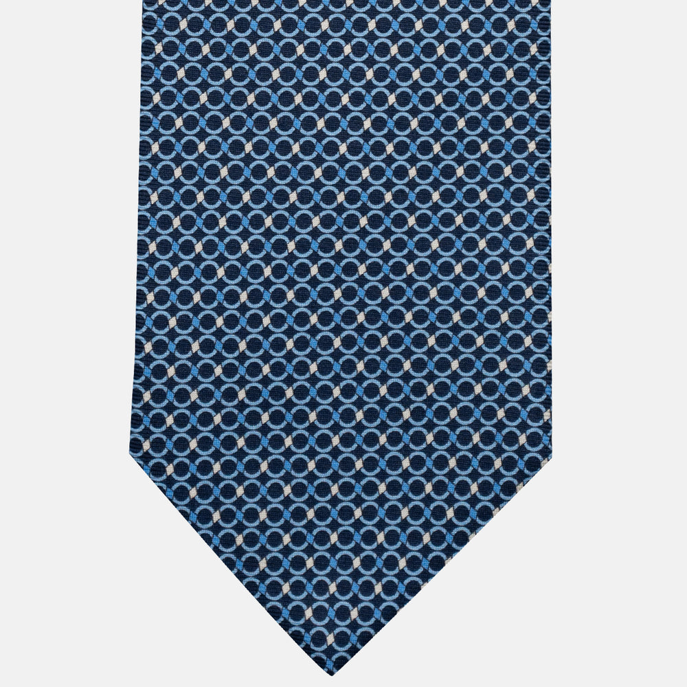 3-Fold Silk Tie, Chain Pattern, Light Blue - JA057080-6