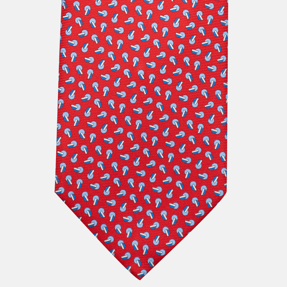 3-Fold Silk Tie, Micro Pattern, Red - JA056129-6