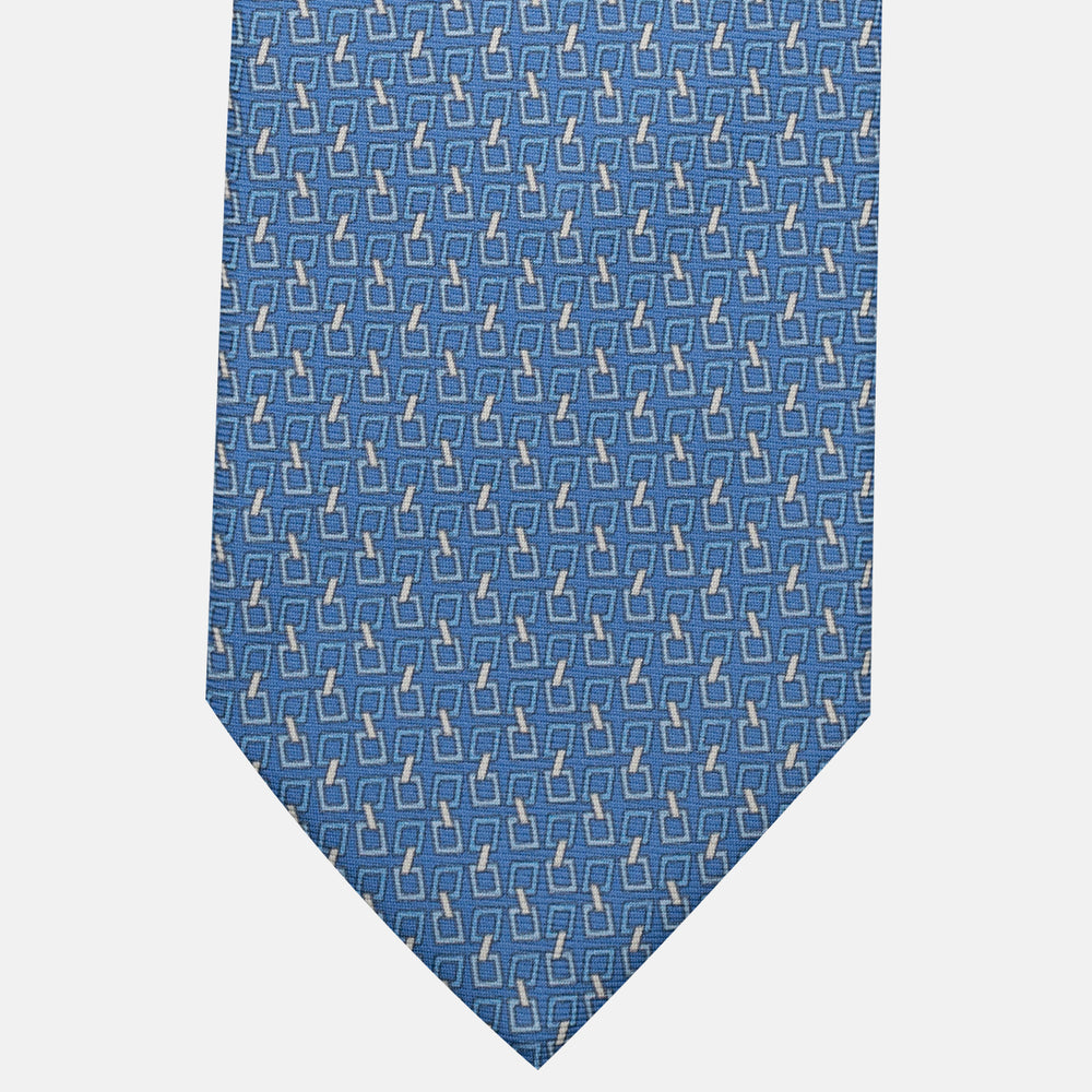 3-Fold Silk Tie, Chain Pattern, Light Blue - JA057083-6