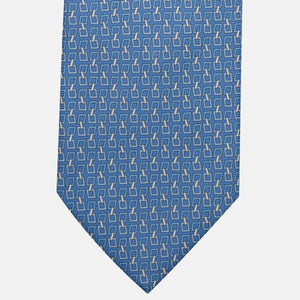 3-Fold Silk Tie, Chain Pattern, Light Blue - JA057083-6