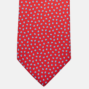 3-Fold Silk Tie, Micro Pattern, Red - JA056667-6