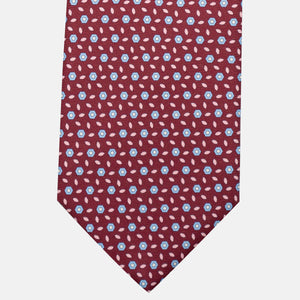 3-Fold Silk Tie, Floral Pattern, Bordeaux - JA057079-6