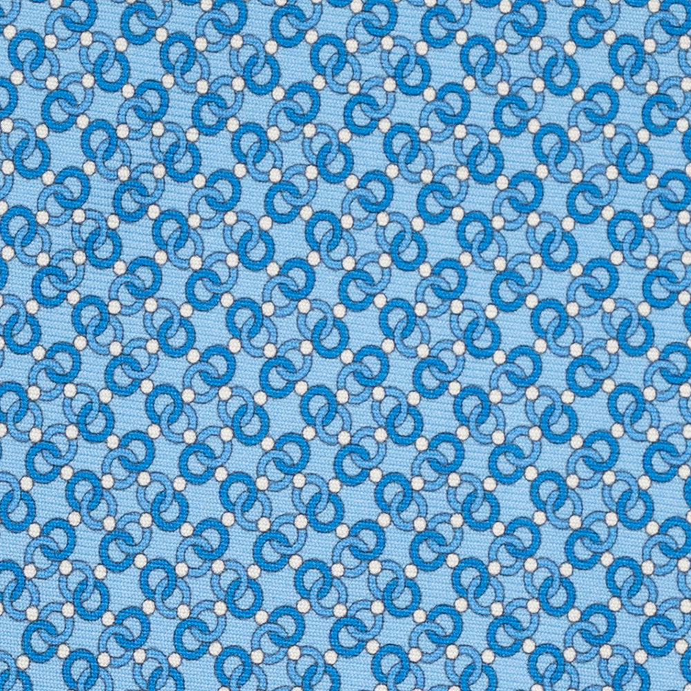 3-Fold Silk Tie, Chain Pattern, Light Blue - JA055937-6