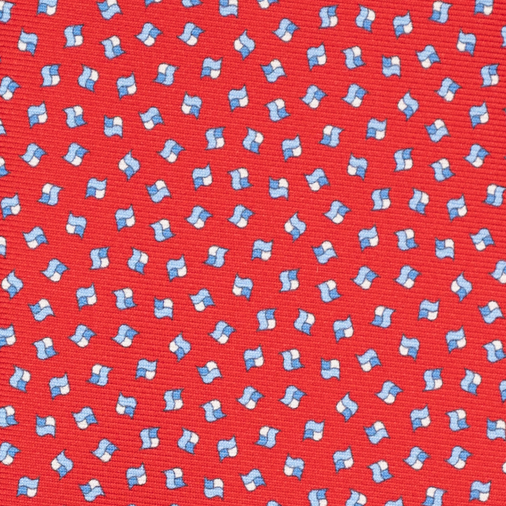 3-Fold Silk Tie, Micro Pattern, Red - JA056667-6