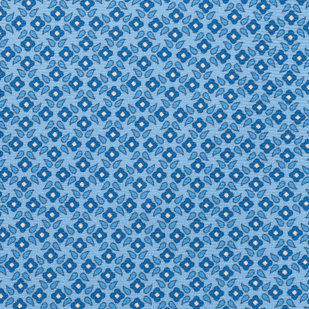3-Fold Silk Tie, Floral Pattern, Light Blue - JA056130-6