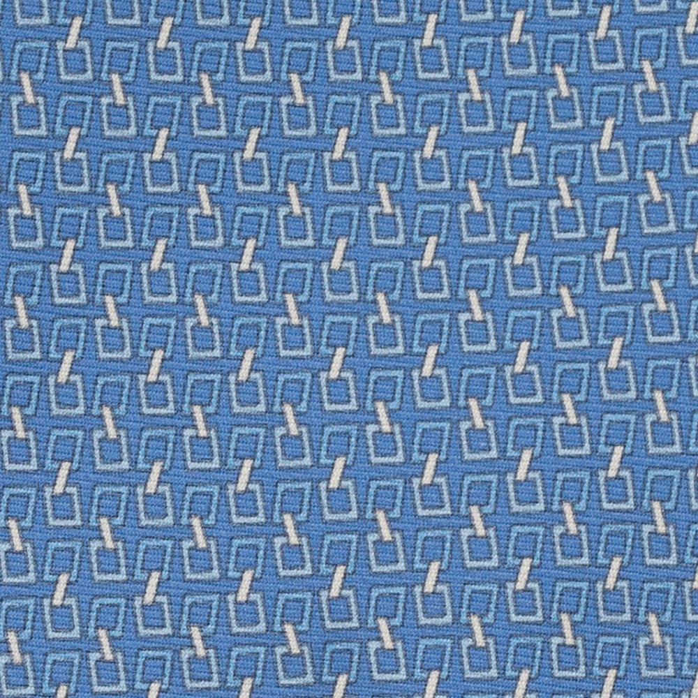 3-Fold Silk Tie, Chain Pattern, Light Blue - JA057083-6