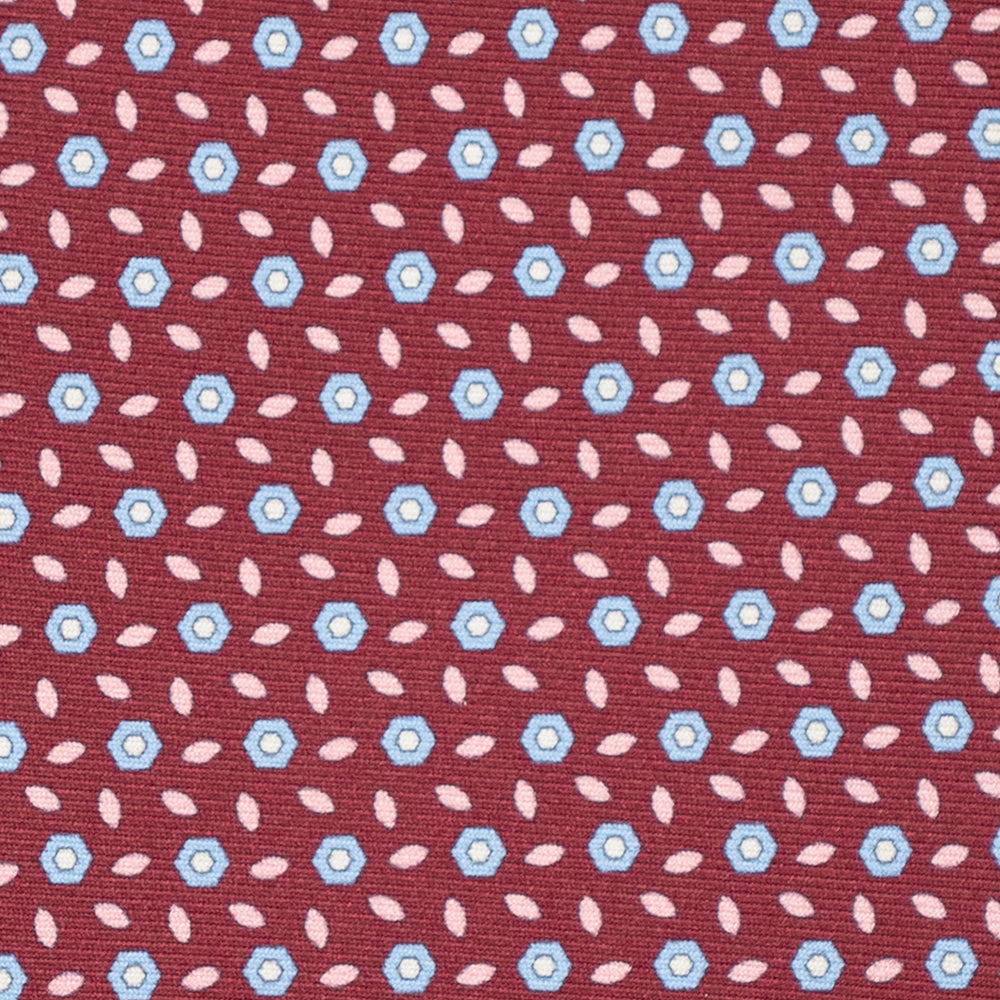 3-Fold Silk Tie, Floral Pattern, Bordeaux - JA057079-6