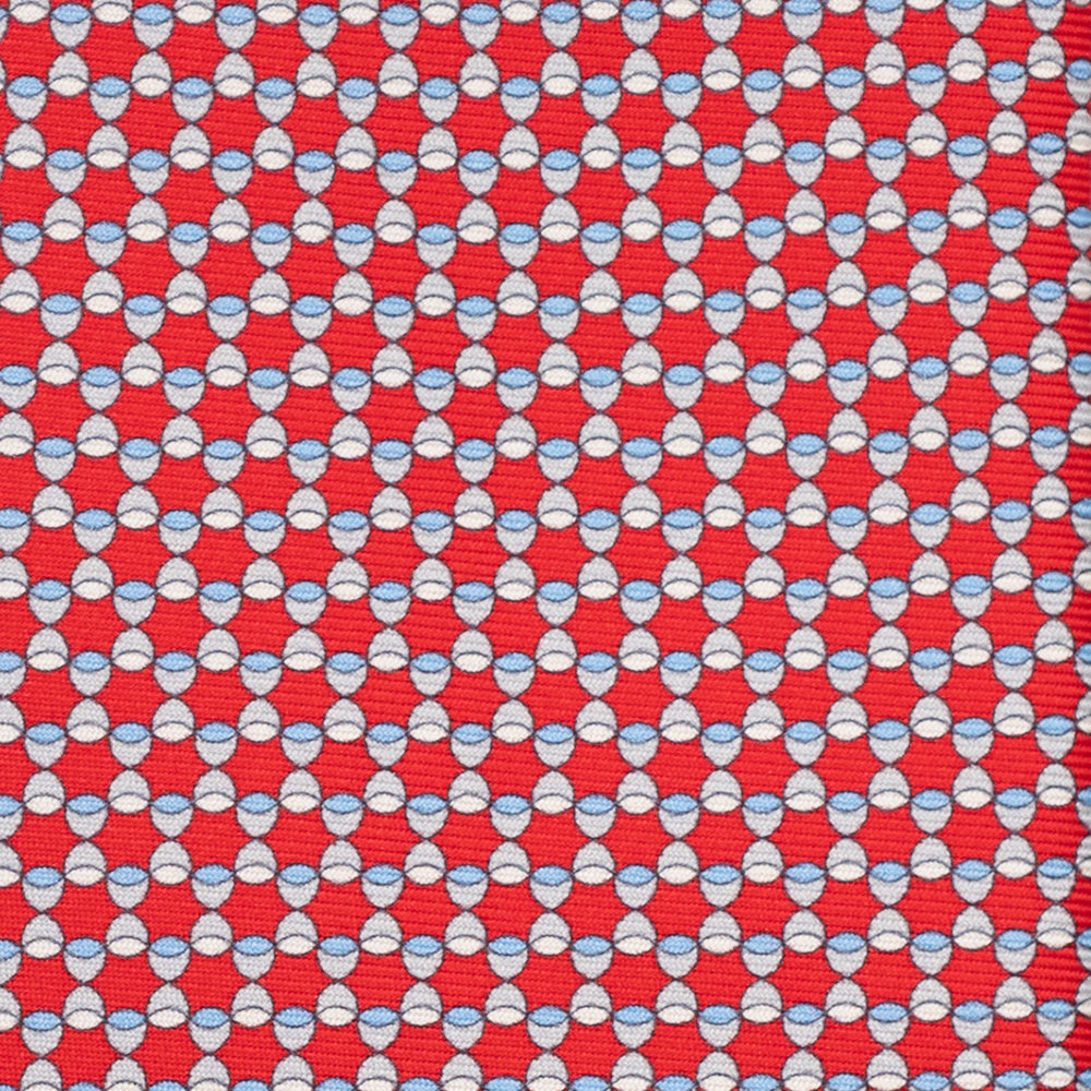 Cravatta 3 pieghe in Seta, Fantasia Geometrica, Rosso - JC057249-6