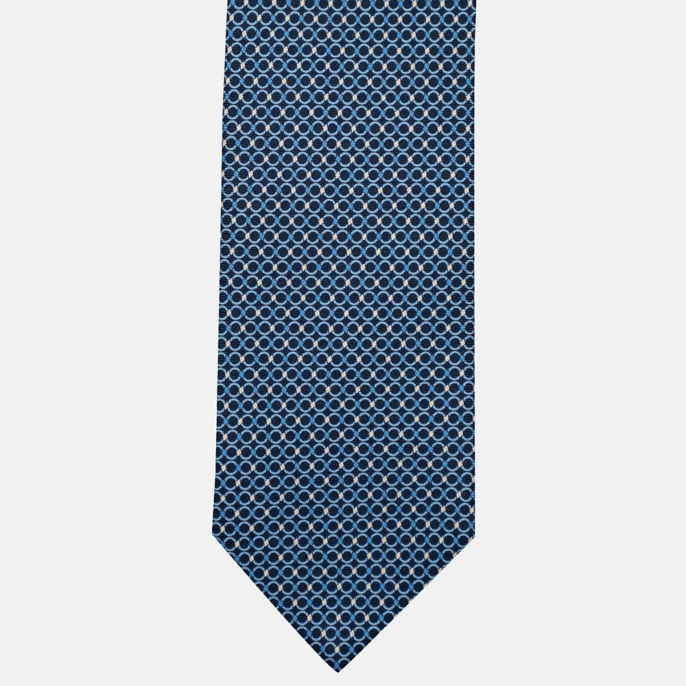 3-Fold Silk Tie, Chain Pattern, Light Blue - JA057080-6