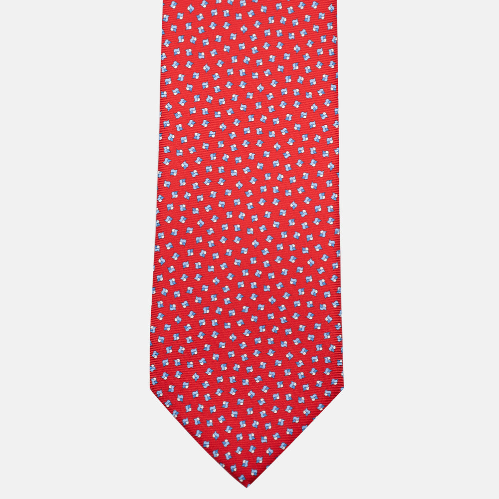 3-Fold Silk Tie, Micro Pattern, Red - JA056667-6