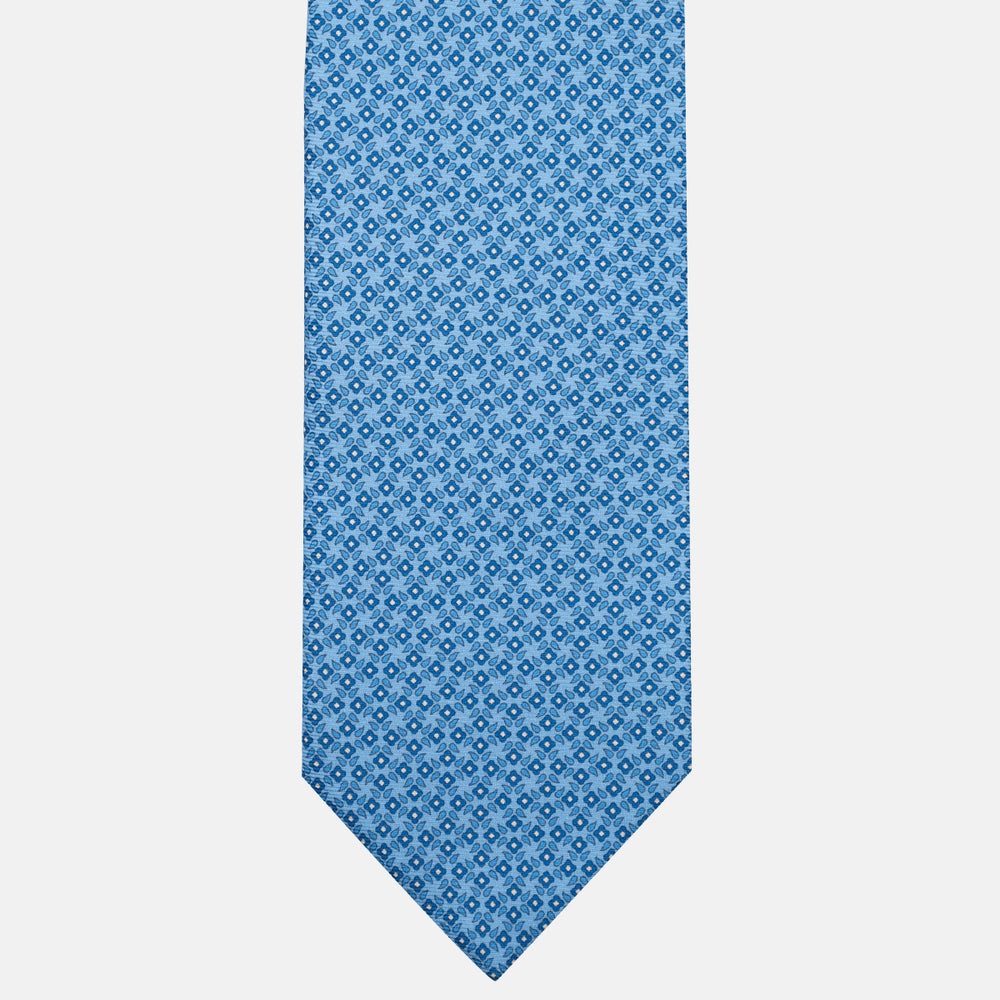 3-Fold Silk Tie, Floral Pattern, Light Blue - JA056130-6