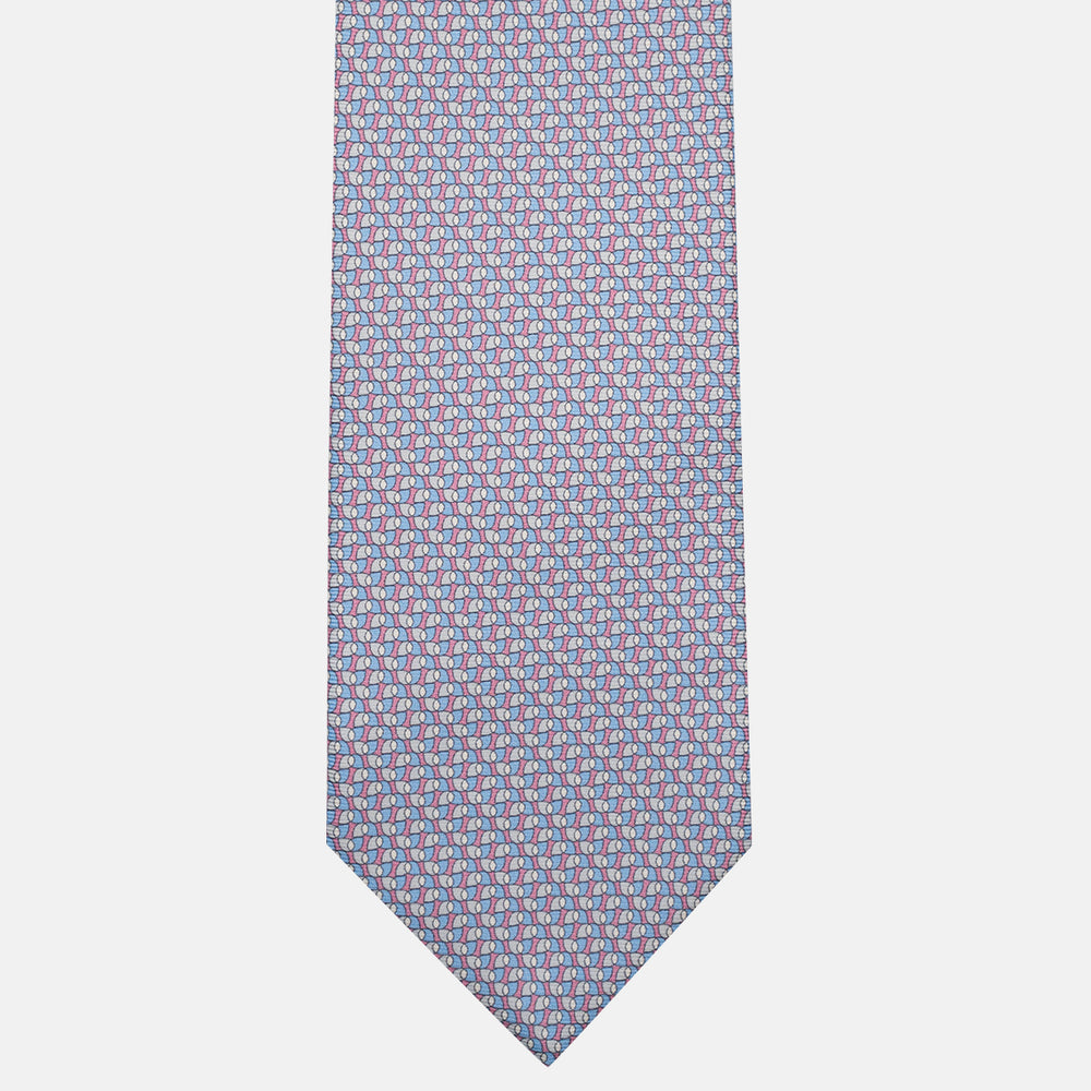 3-Fold Silk Tie, Geometric Pattern, Pink - JA056123-6