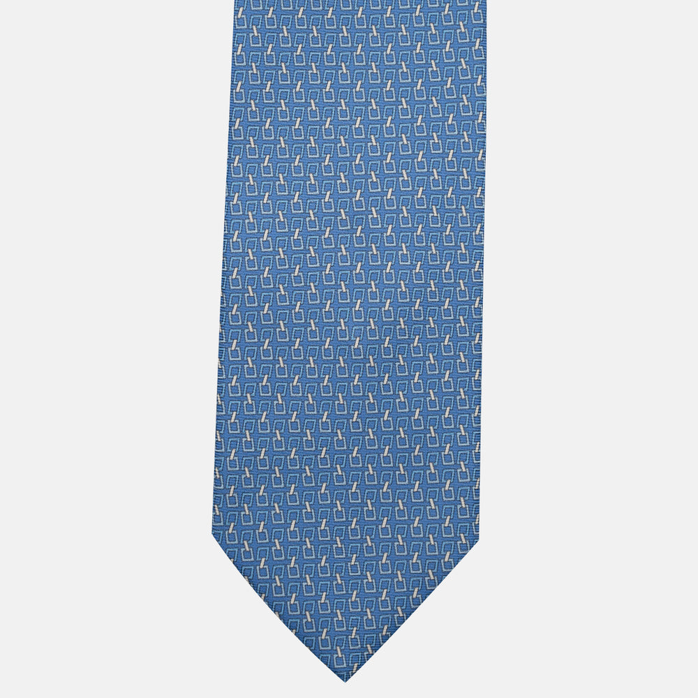 3-Fold Silk Tie, Chain Pattern, Light Blue - JA057083-6