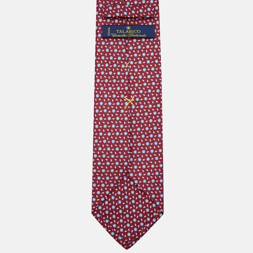 3-Fold Silk Tie, Floral Pattern, Bordeaux - JA057079-6