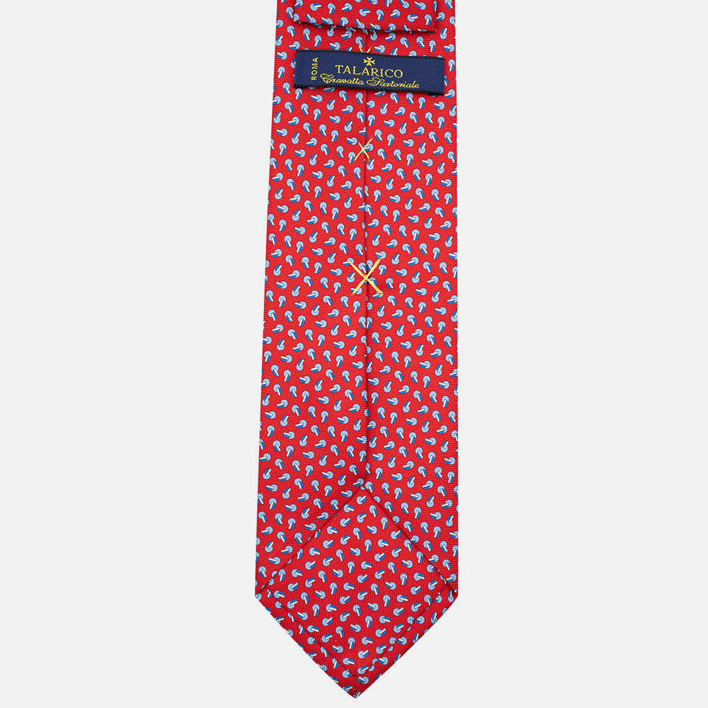 3-Fold Silk Tie, Micro Pattern, Red - JA056129-6