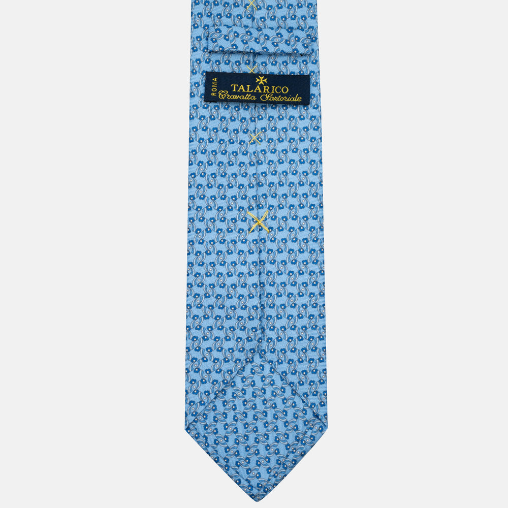 3-Fold Silk Tie, Floral Pattern, Light Blue - JA056337-6
