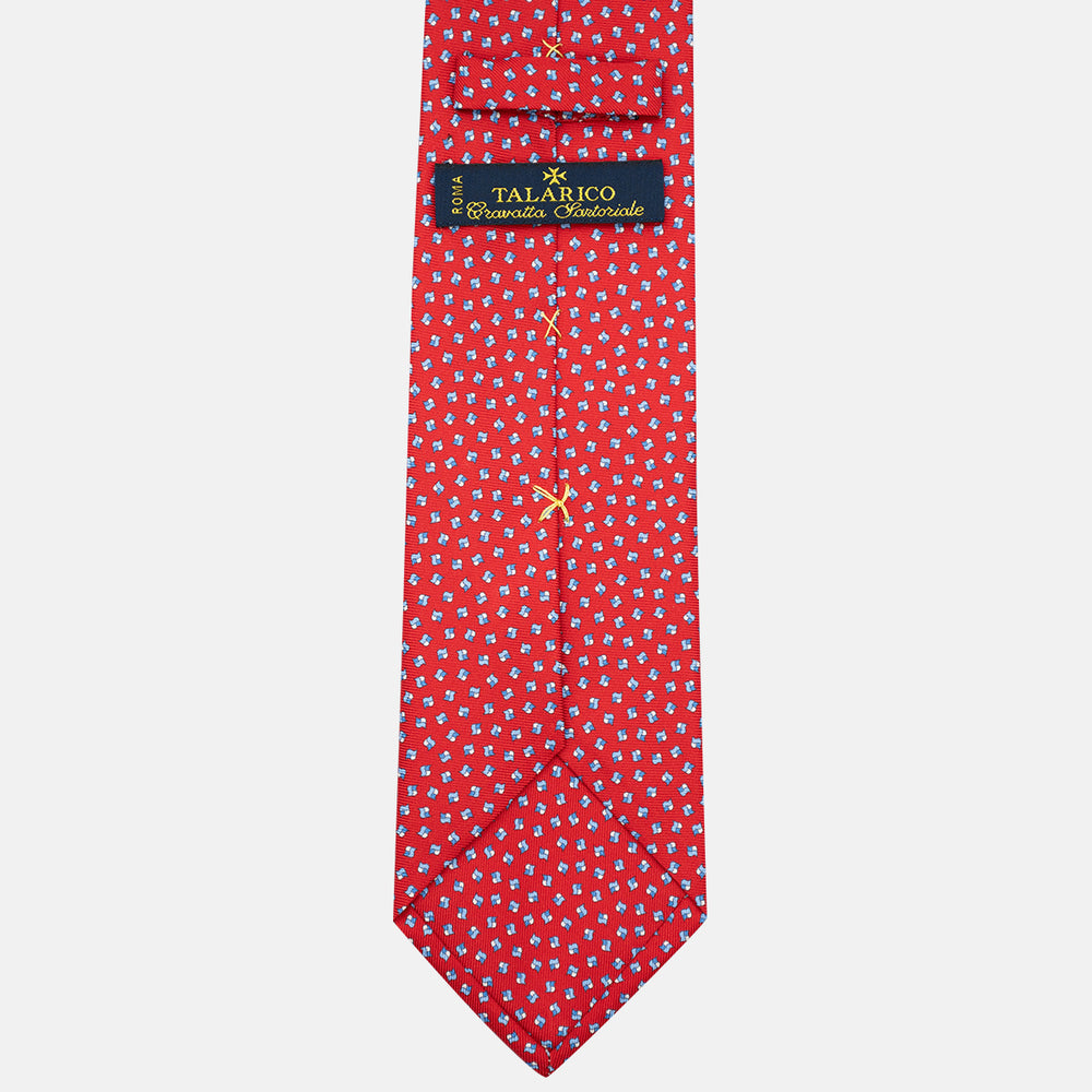 3-Fold Silk Tie, Micro Pattern, Red - JA056667-6