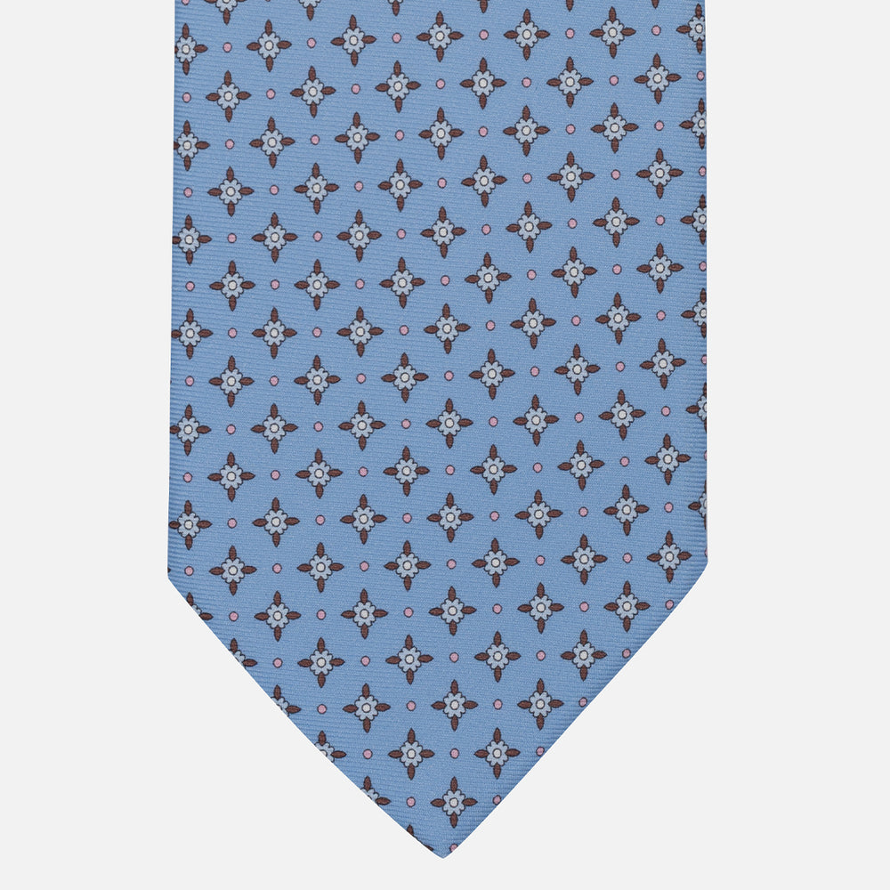 1999 Collection Tie in Heavy Silk Blue Geometric Pattern