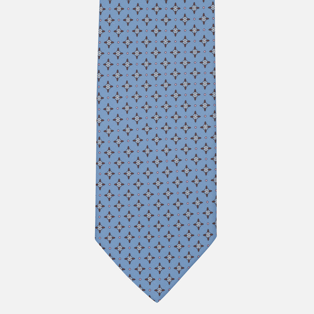 1999 Collection Tie in Heavy Silk Blue Geometric Pattern
