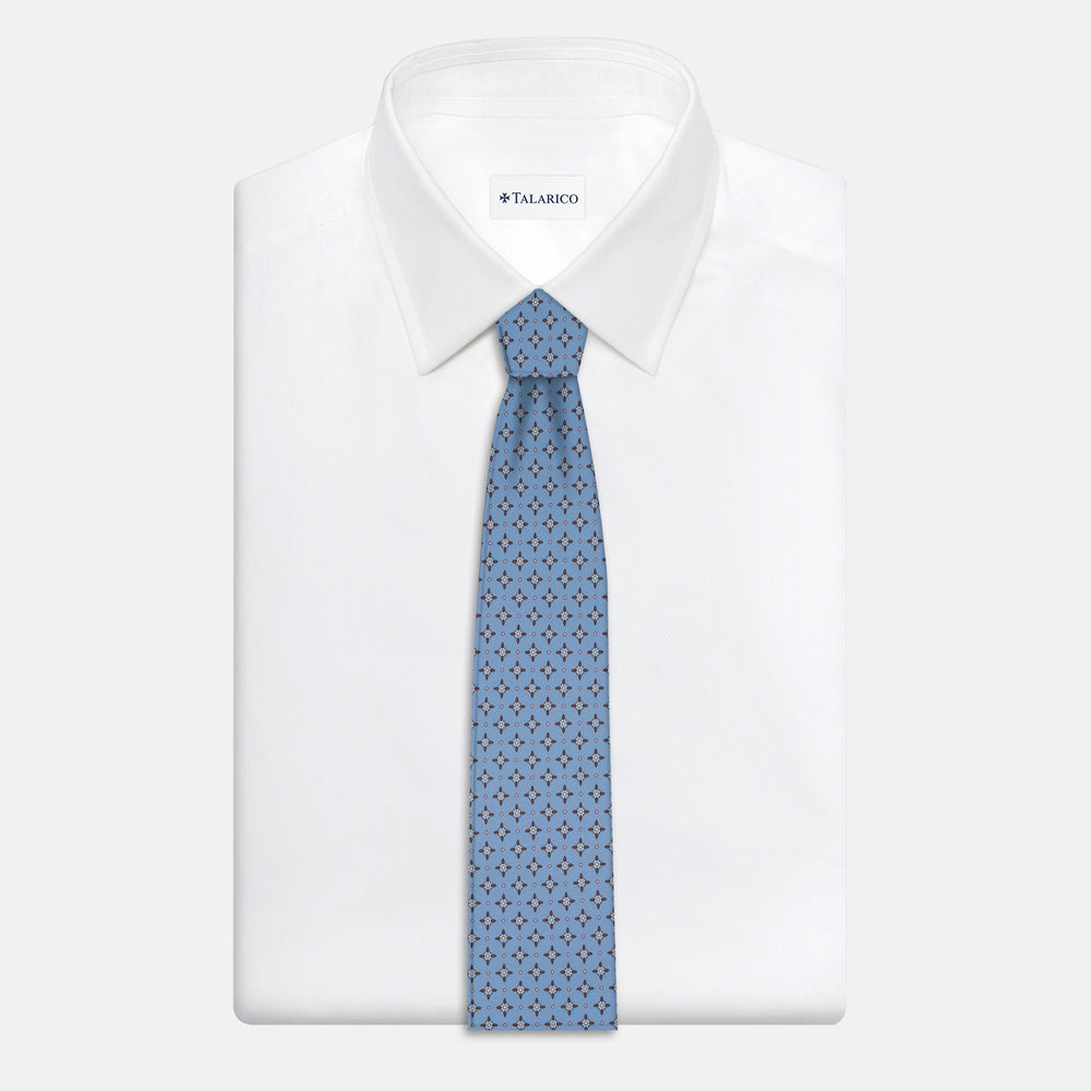 1999 Collection Tie in Heavy Silk Blue Geometric Pattern