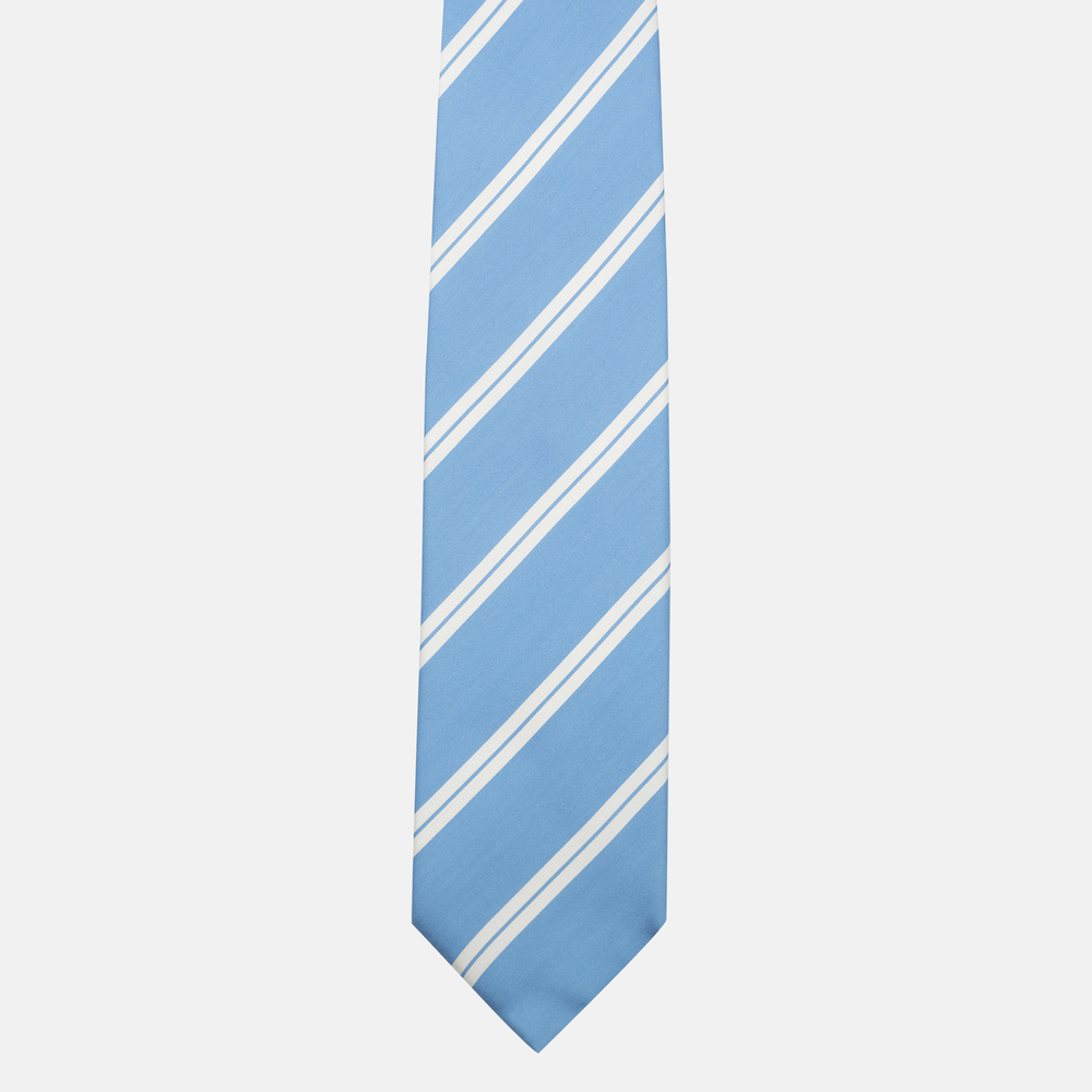 Cravatta Collezione 1999 in Seta Pesante Regimental Celeste