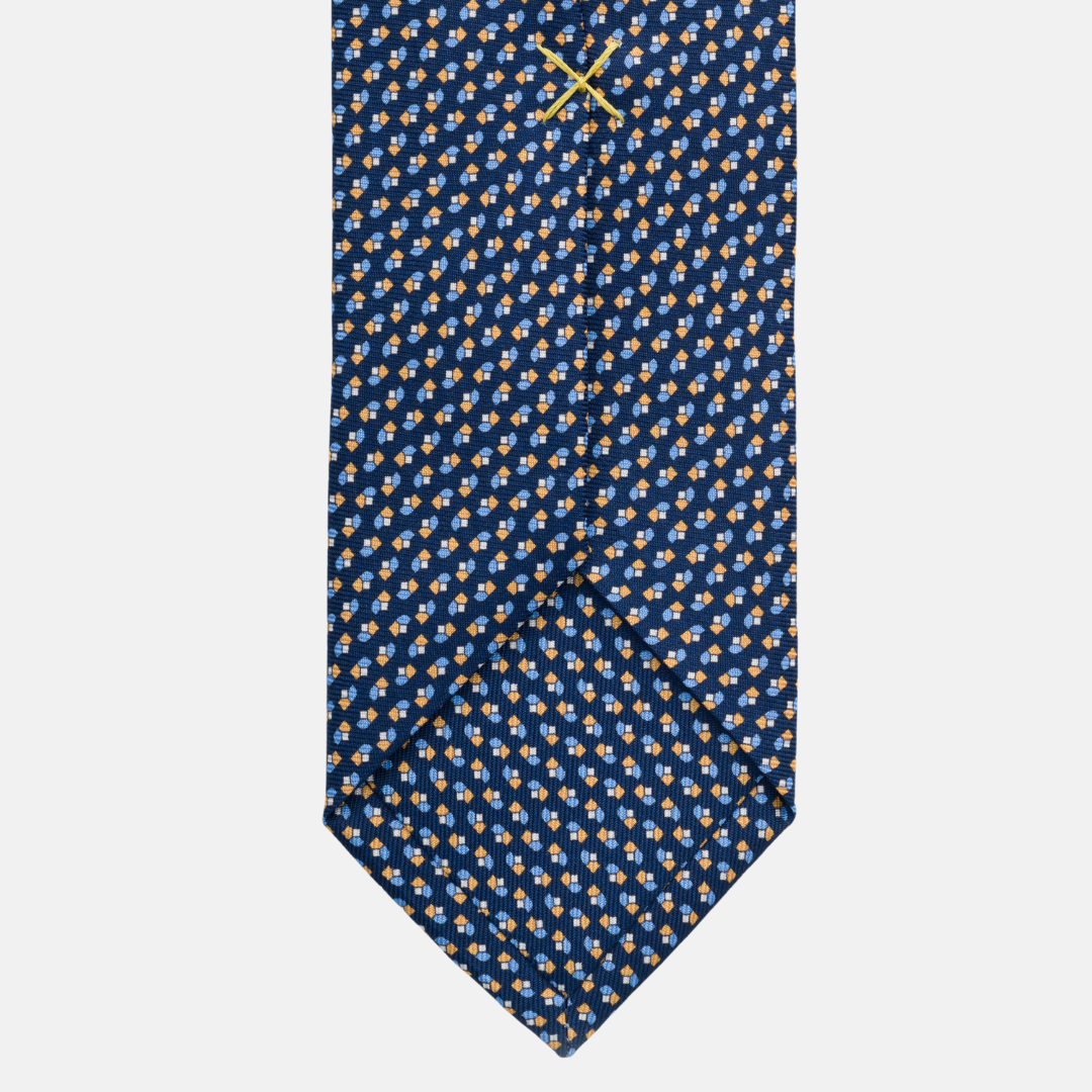 3 Fold Silk Tie Width 7cm Blue Yellow-M43792