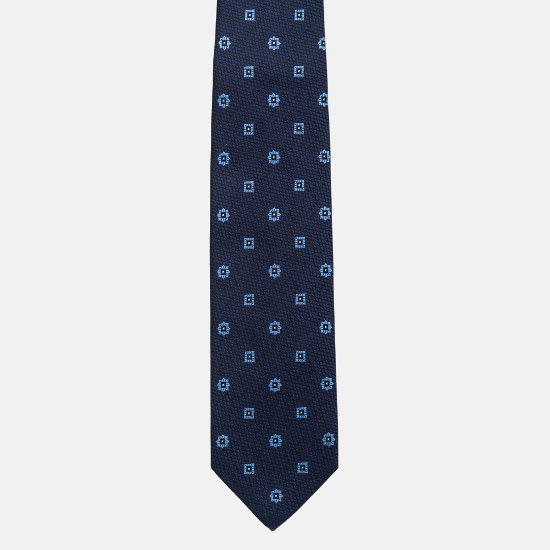 Cravatta Collezione 1999 in Seta Pesante Blu Fantasia Fiori