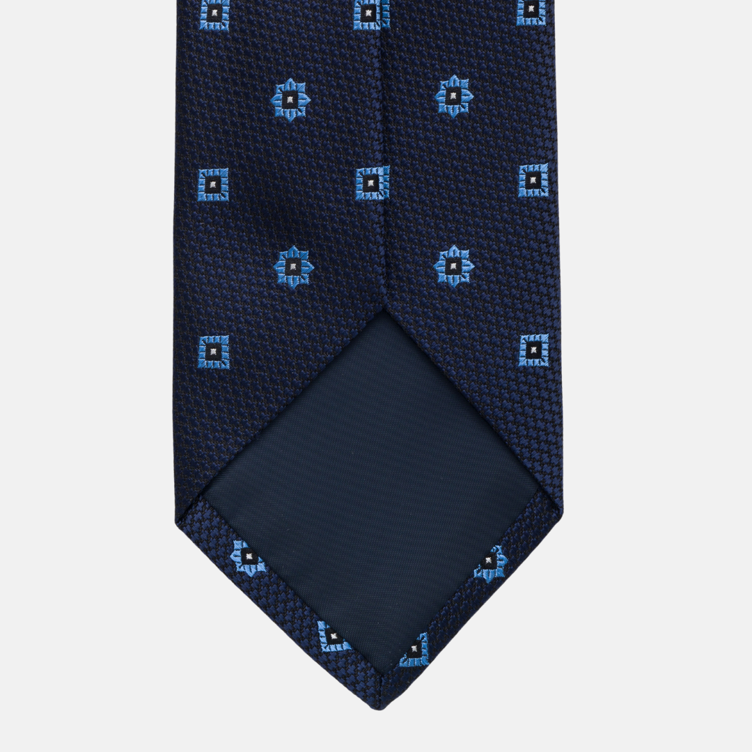 Cravatta Collezione 1999 in Seta Pesante Blu Fantasia Fiori