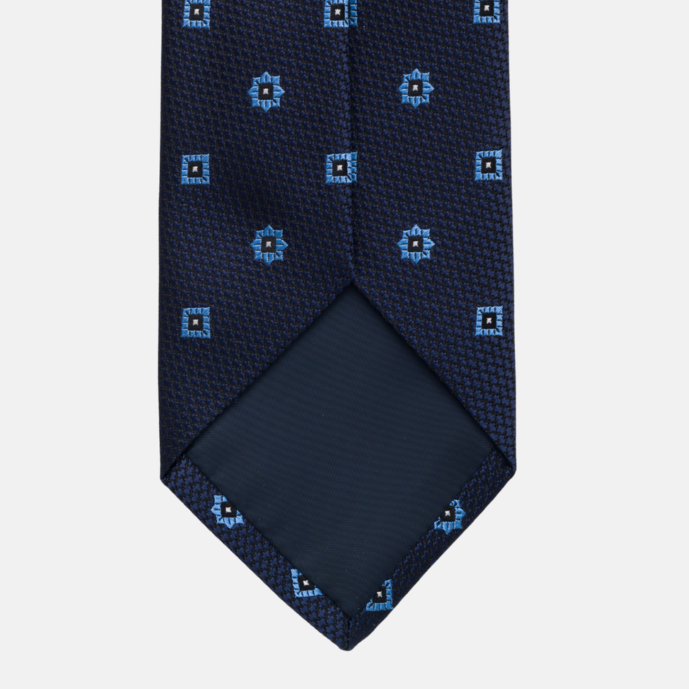 1999 Collection Tie in Heavy Blue Silk with Floral Pattern