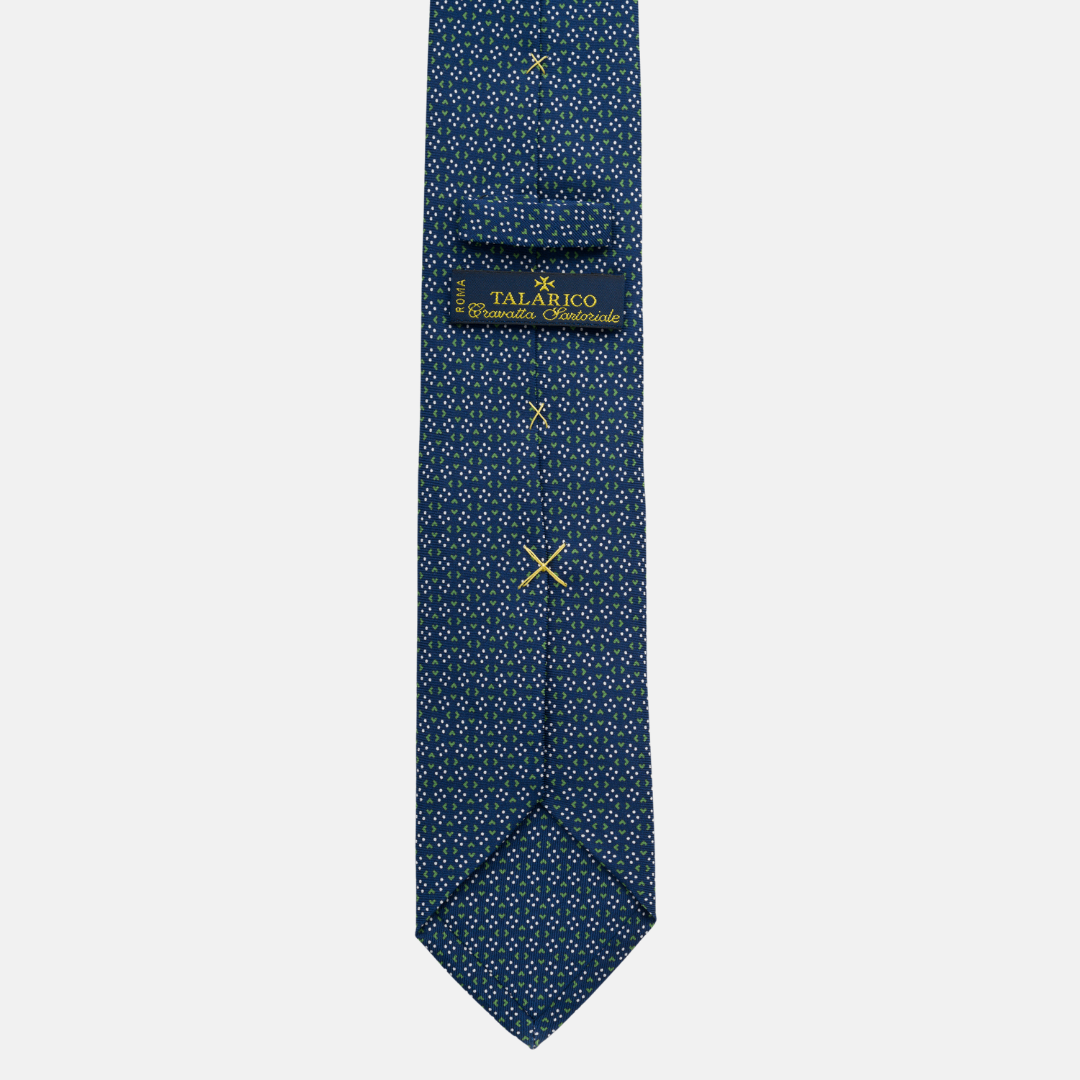 3 Fold Silk Tie Width 7cm Blue Yellow-M43792