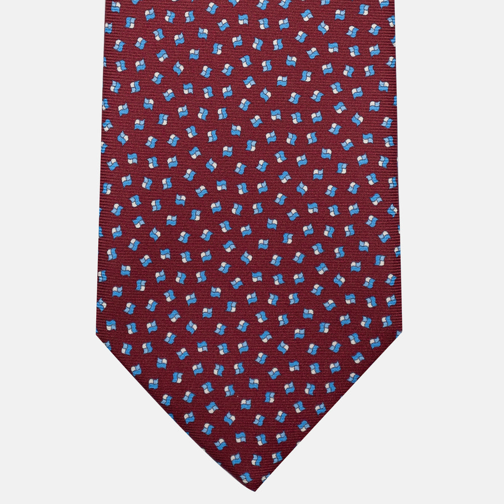 3-Fold Silk Tie, Micro Pattern, Bordeaux - JA056667-7