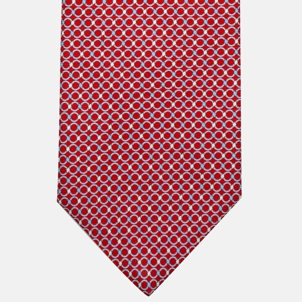 3-Fold Silk Tie, Chain Pattern, Red - JA057080-7