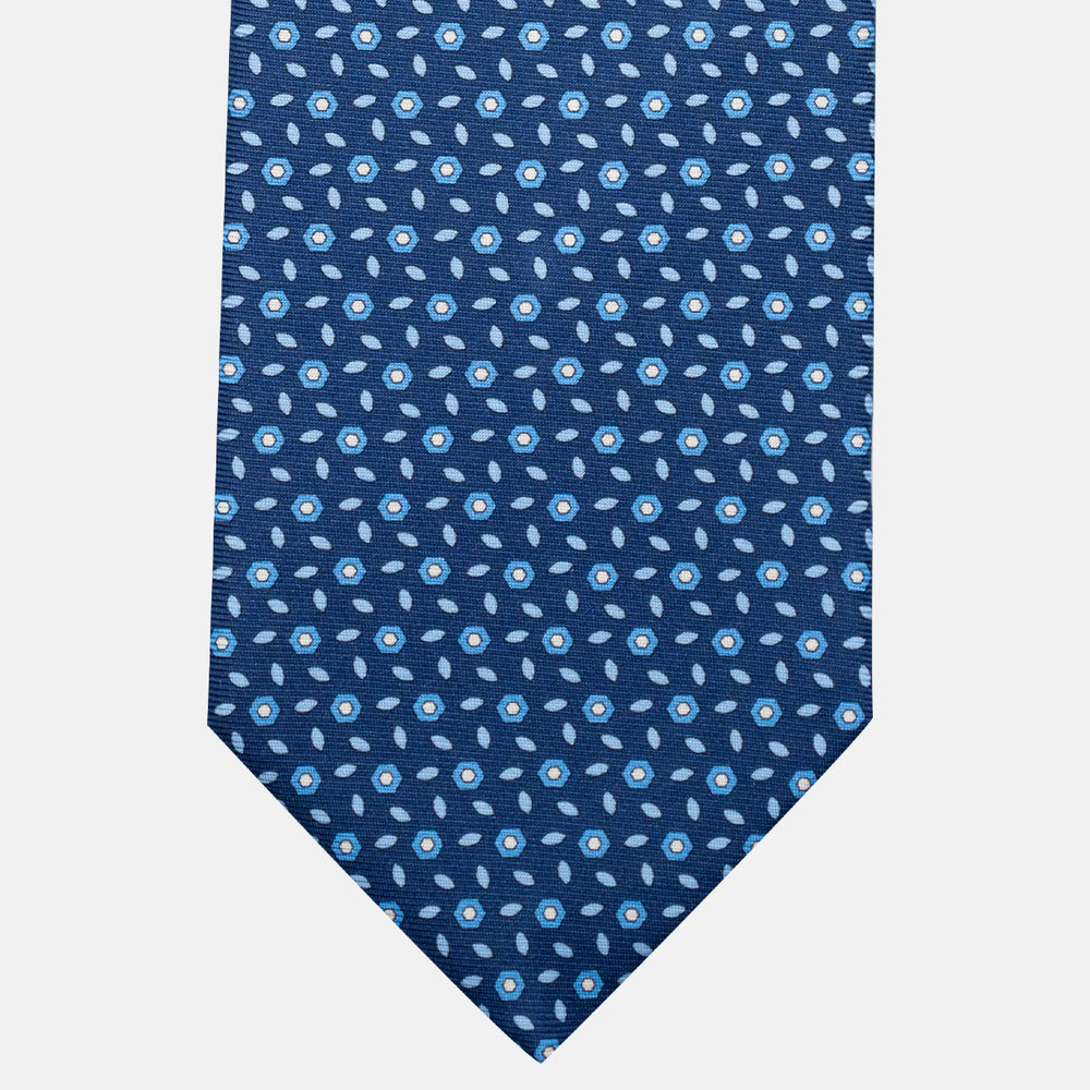 3-Fold Silk Tie, Floral Pattern, Light Blue - JA057079-7