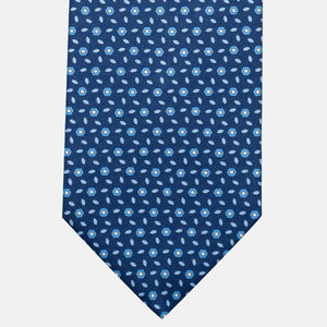 3-Fold Silk Tie, Floral Pattern, Light Blue - JA057079-7