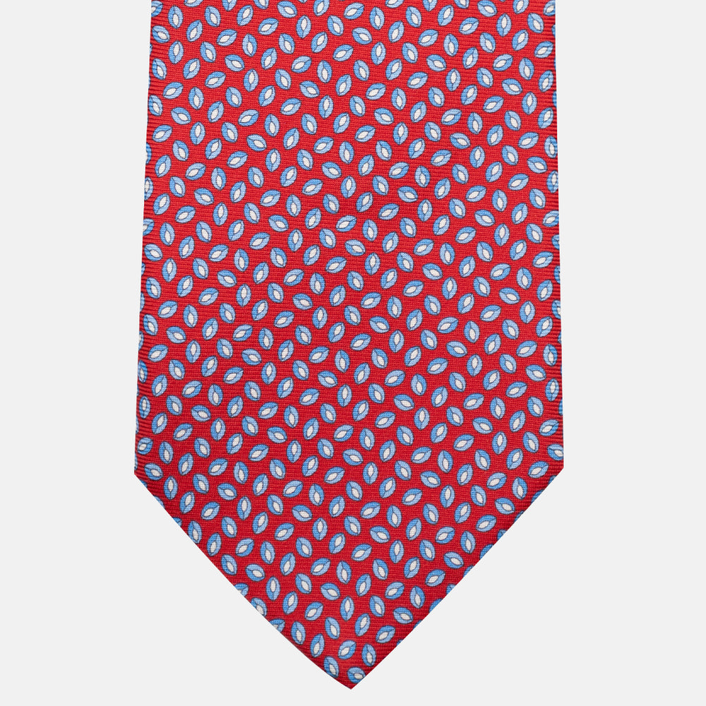 3-Fold Silk Tie, Micro Pattern, Light Blue Red - JA056126-7