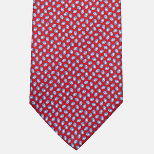 3-Fold Silk Tie, Micro Pattern, Light Blue Red - JA056126-7