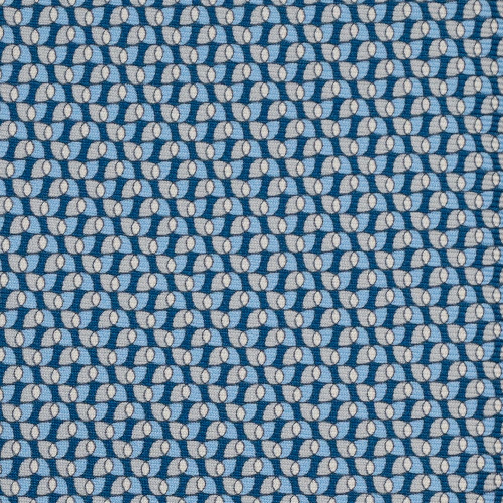 3-Fold Silk Tie, Geometric Pattern, Blue and Grey - JA056123-7