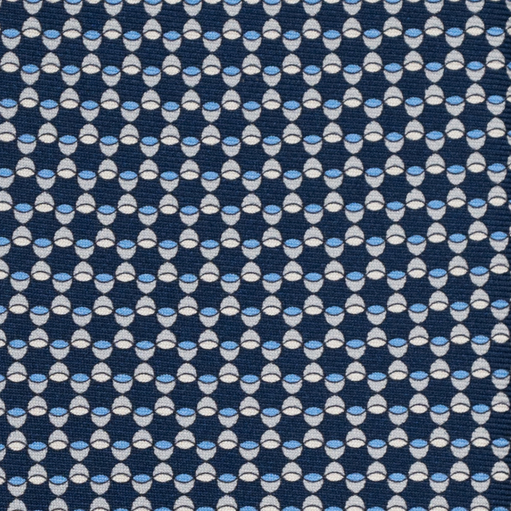 Cravatta 3 pieghe in Seta, Fantasia Geometrica, Blu Grigio - JC057249-7