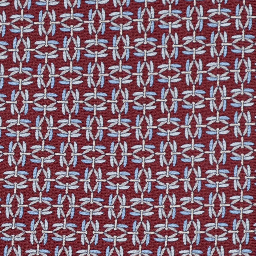 Cravatta 3 pieghe in Seta, Fantasia Geometrica, Bordeaux - JC056226-7