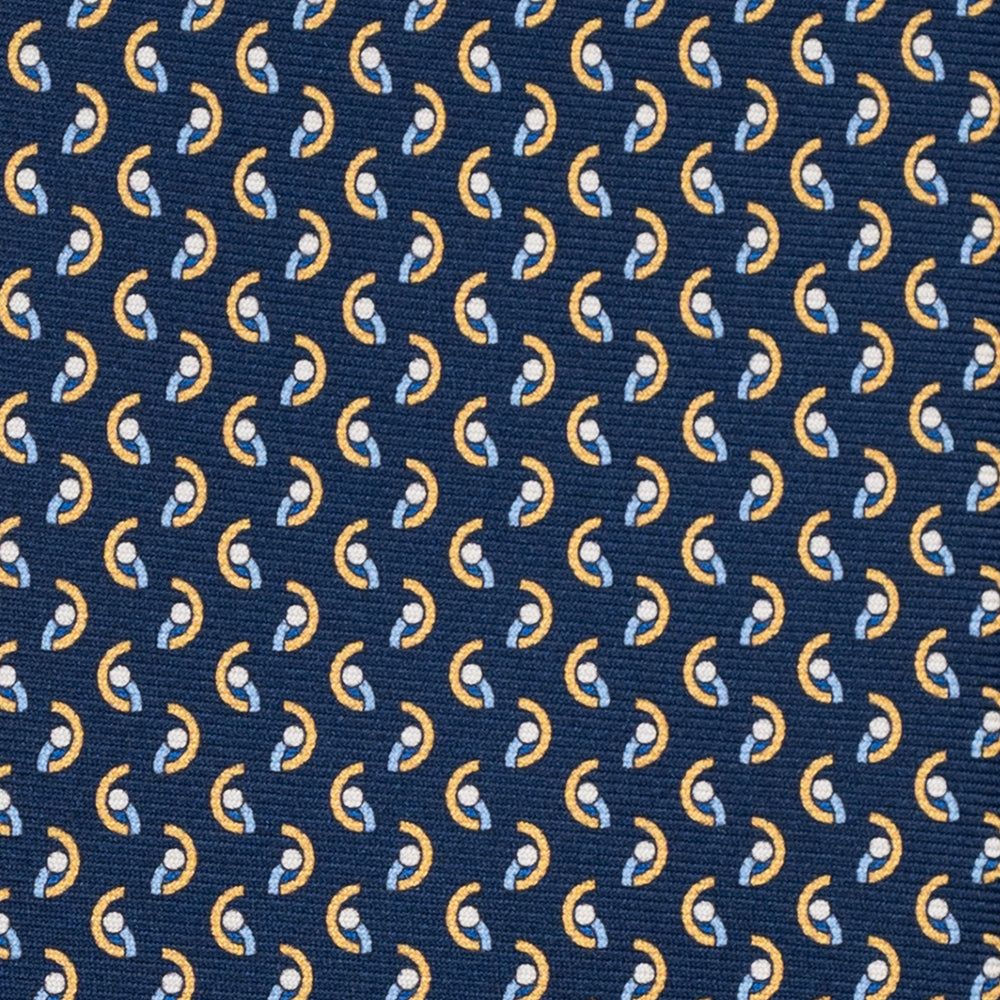 Cravatta 3 pieghe in Seta, Micro Fantasia, Blu Giallo - JC056131-7