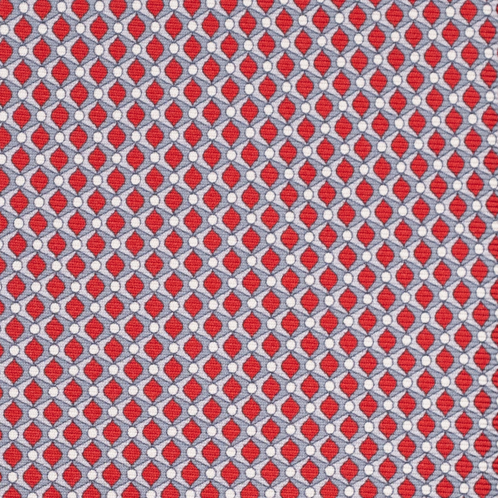 Cravatta 3 pieghe in Seta, Fantasia Geometrica, Rosso - JC056340-7