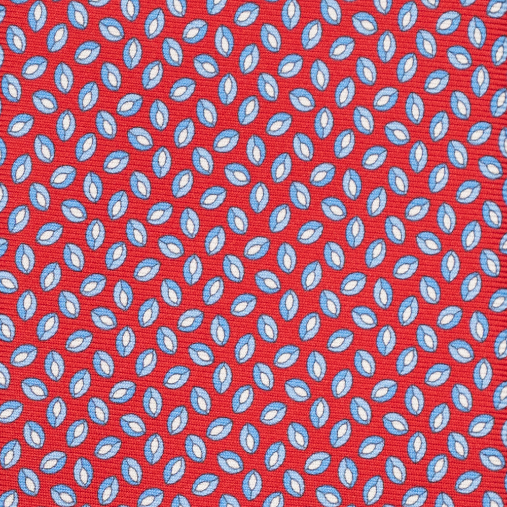 3-Fold Silk Tie, Micro Pattern, Light Blue Red - JA056126-7