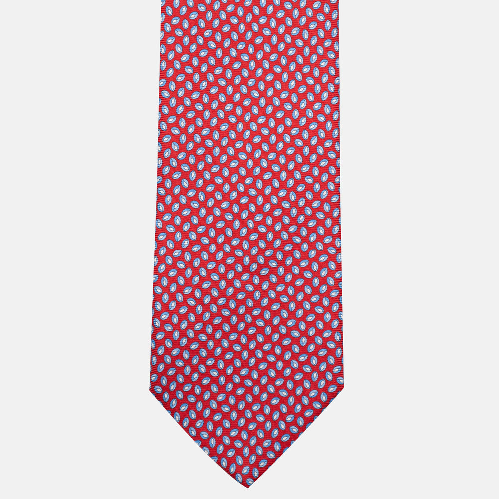 3-Fold Silk Tie, Micro Pattern, Light Blue Red - JA056126-7
