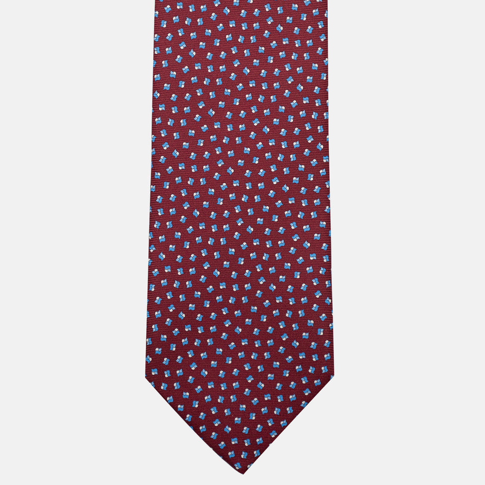 3-Fold Silk Tie, Micro Pattern, Bordeaux - JA056667-7