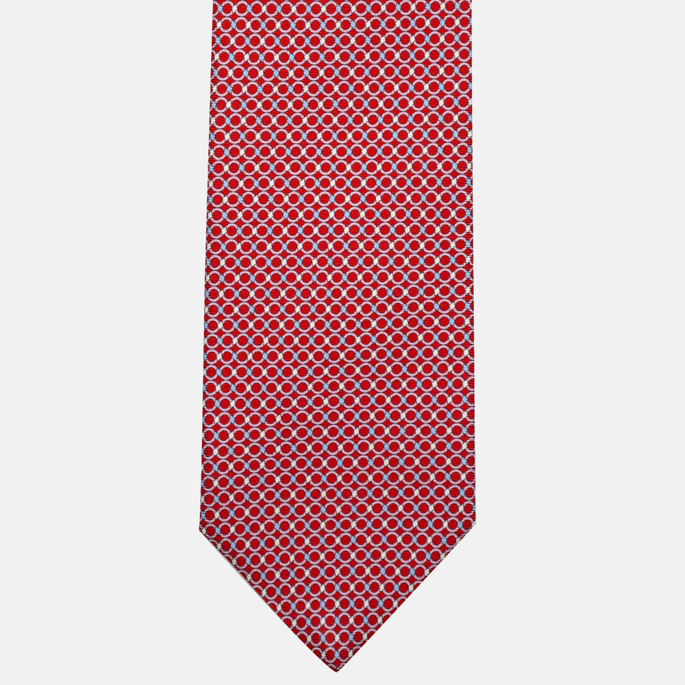 3-Fold Silk Tie, Chain Pattern, Red - JA057080-7